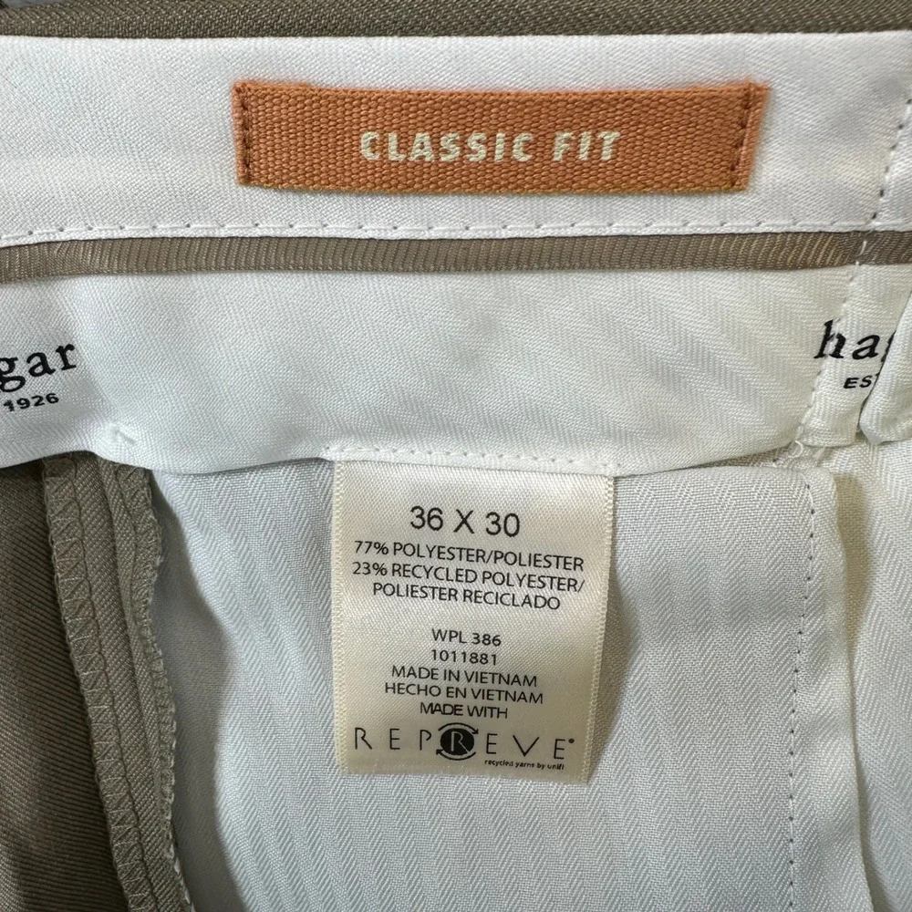 New Haggar Classic Fit Pleated Dress Pants Mens Size 36x30 Taupe Tan Repreve